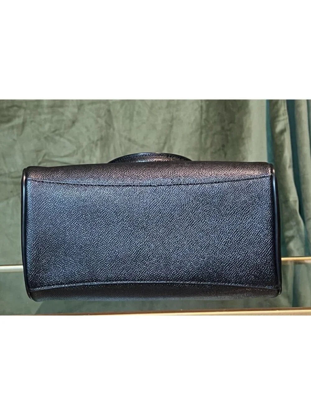 Coach Black Leather Satchel With Gold-Tone Hardware & Top Handles